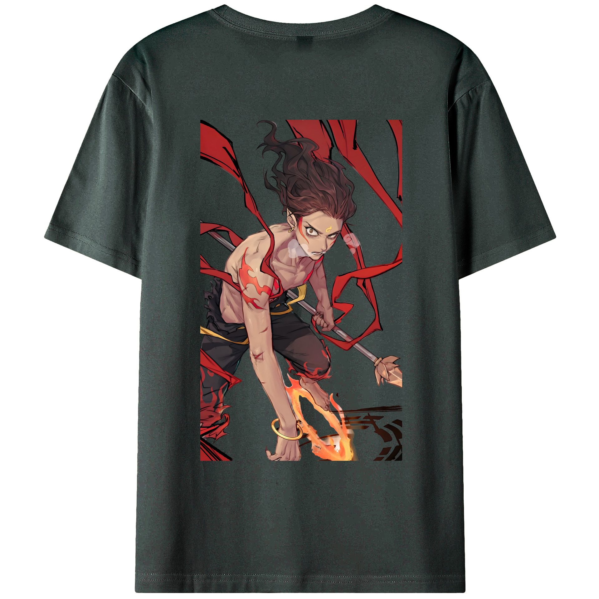 （画像用） Ne Zha 2 ナタ 魔童の大暴れ 綿100％ メンズ半袖Tシャツ（バックプリント） 通気性